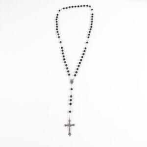 Mary Jesus Cross Crucifix Pendant Rosary Prayer Beads Beaded Chain Link Necklace